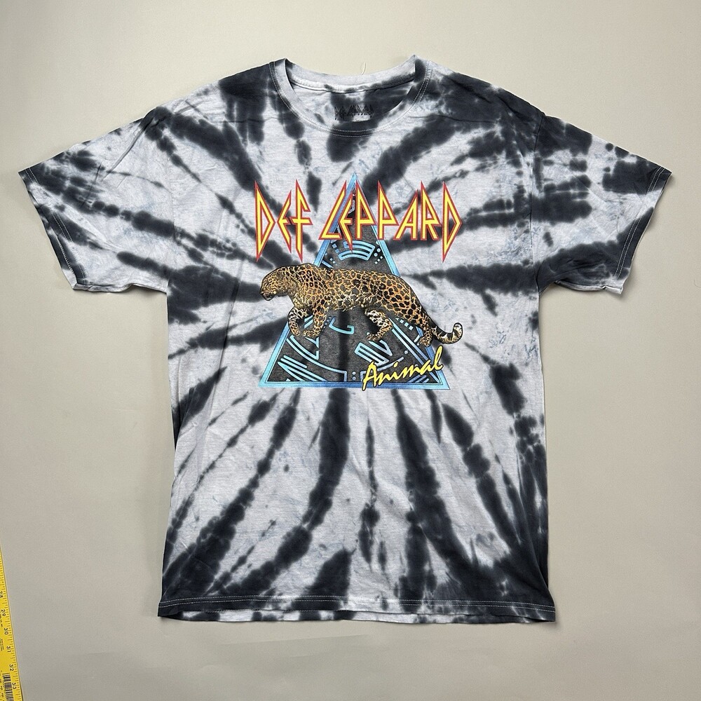 Def Leppard Animal BlackTye Dye Short Sleeve Tee Shirt Adult Size Medium Rock